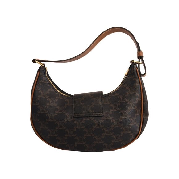 Celine Medium Ava Triomphe Canvas Calfskin Shoulder Bag Tan main image 0
